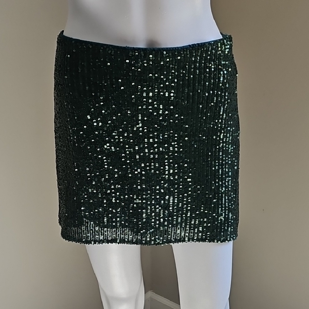 Show Me Your MuMu Emerald Sequin Mini Pencil Skirt